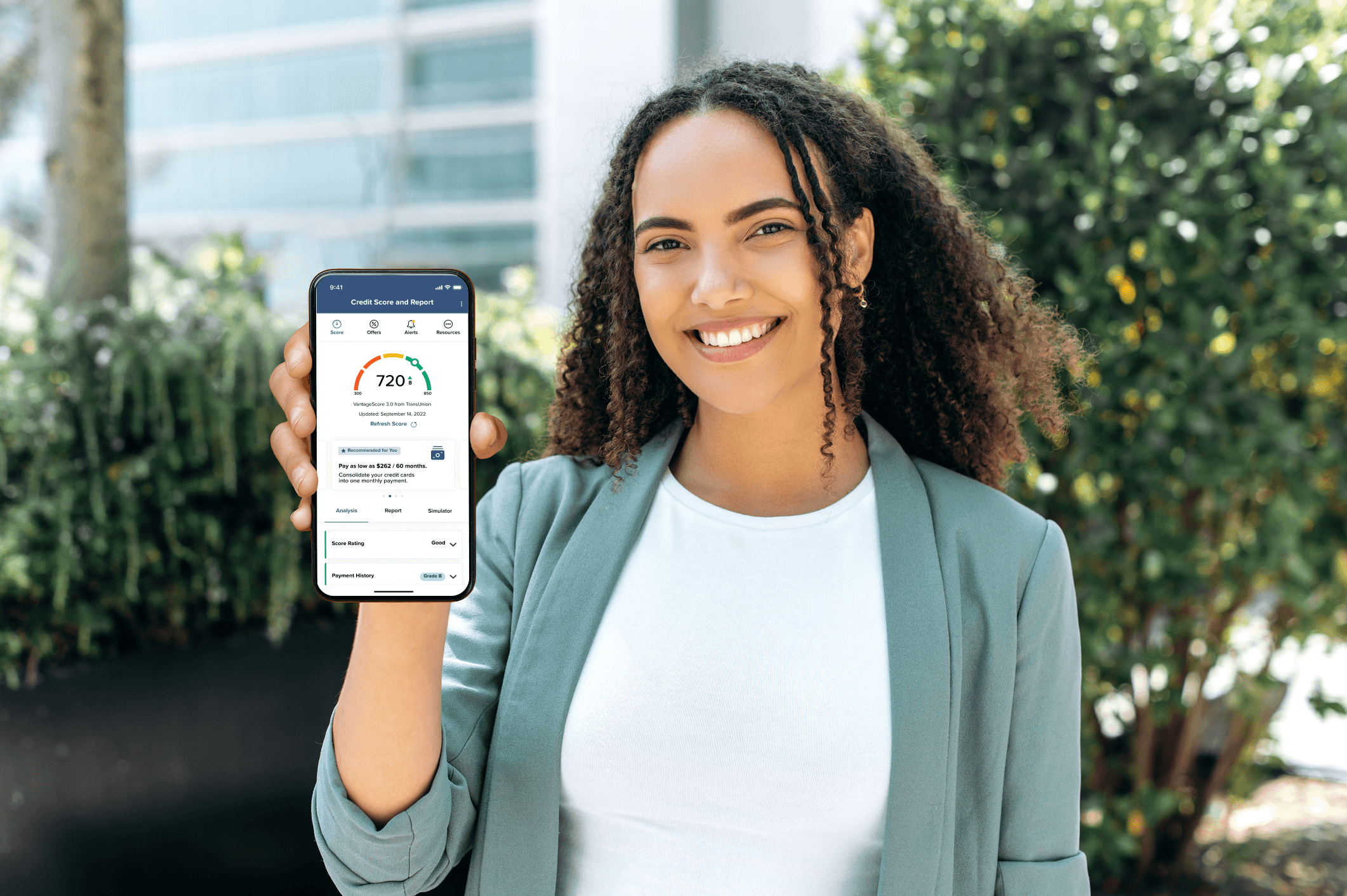 Person checking credit information on a laptop